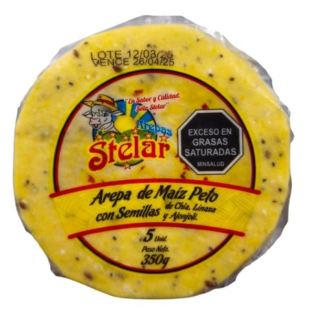 Arepas De Maíz Peto Con Semillas Stelar X5 Unidades X350Gr