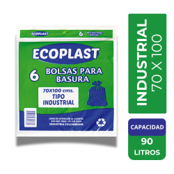 Bolsas Ecoplast Tipo Industrial 70x100cms X6 Unidades