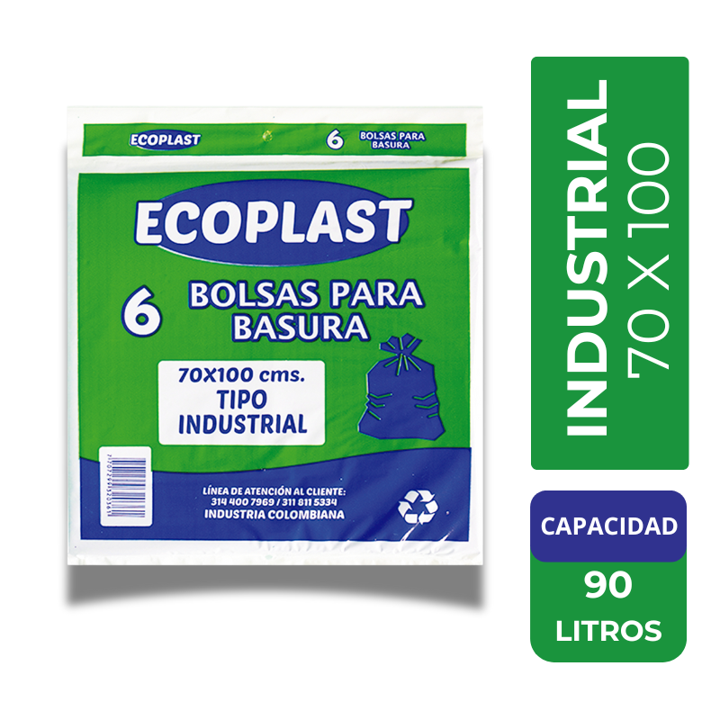 Bolsas Ecoplast Tipo Industrial 70x100cms X6 Unidades