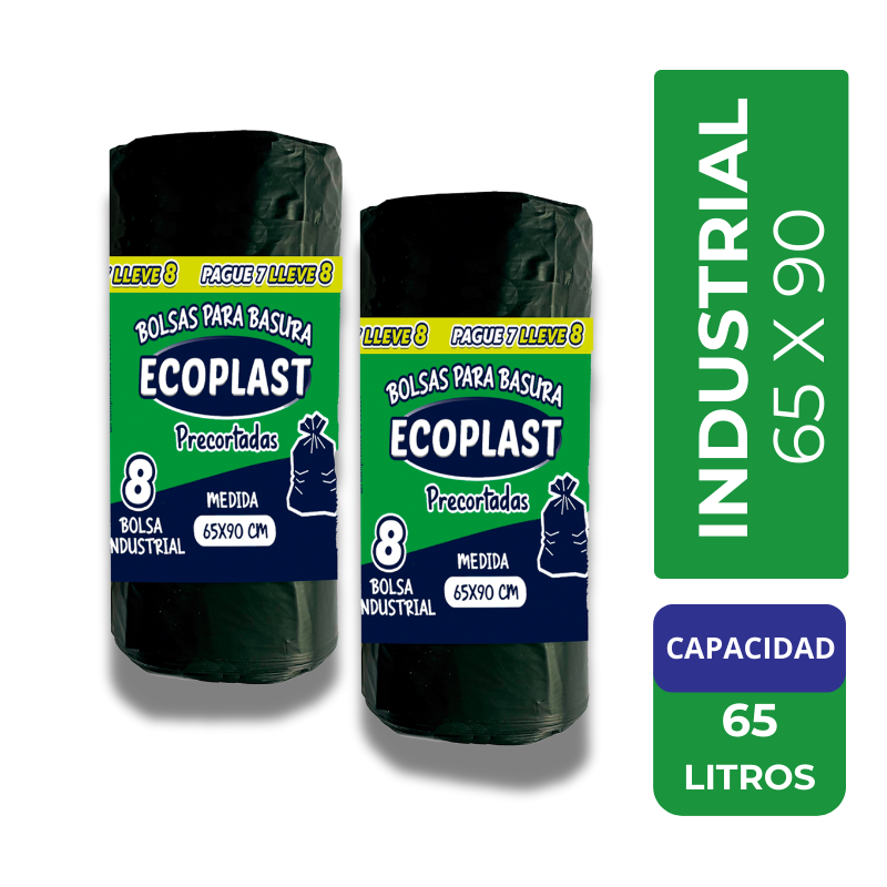 Bolsas Ecoplast Precortadas Tipo Grande 65x90 cm X8 Unidades