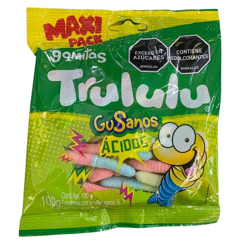Gomas Trululu Gusanos Acidos X100Gr