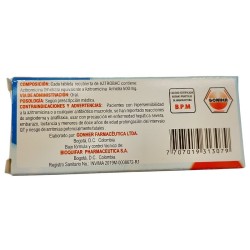 Azitrobac X500mg 3 tabletas