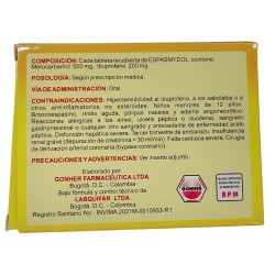 Espasmydol  X500MG/200MG  20 Tabletas