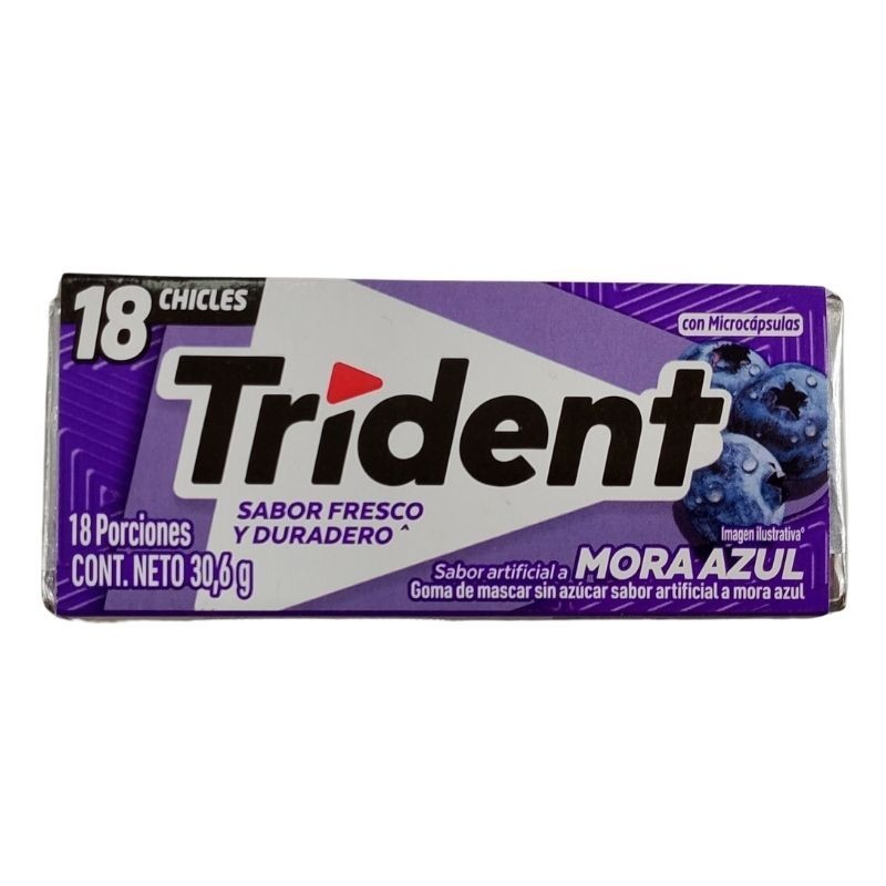 Chicles Trident Mora  Azul  X18 Und X30gr