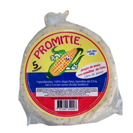 Arepa Mi Tierra X500gr Semillas de Chía X5 unidades