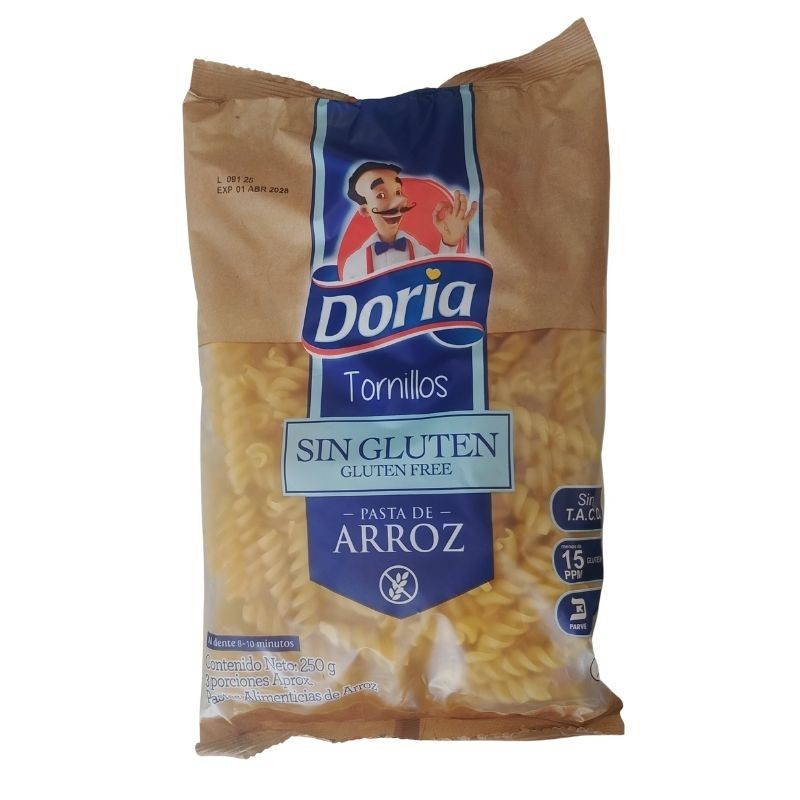 Pasta Doria  Tornillos X 250gr Sin Gluten