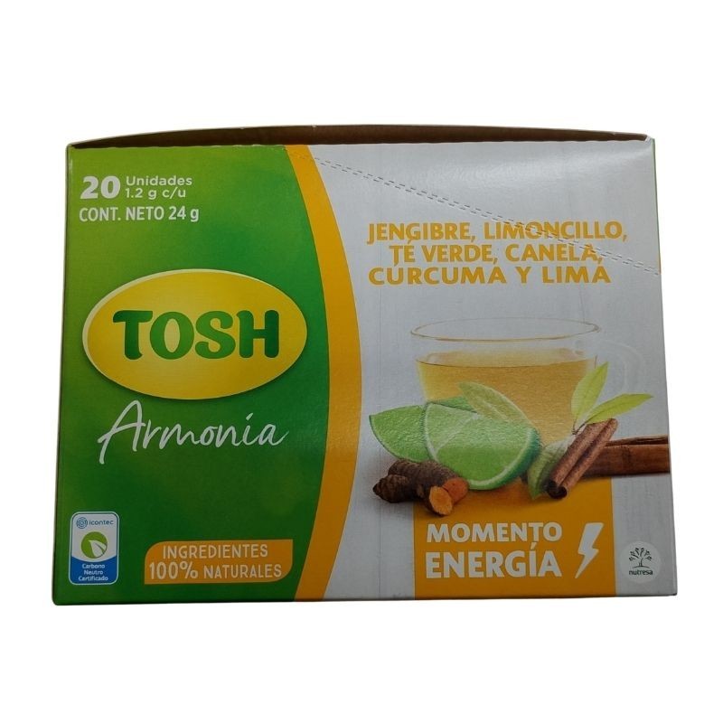 Infusión Tosh Jengibre, Limoncillo, Te verde, Canela, Cúrcuma y lima X20 unidades