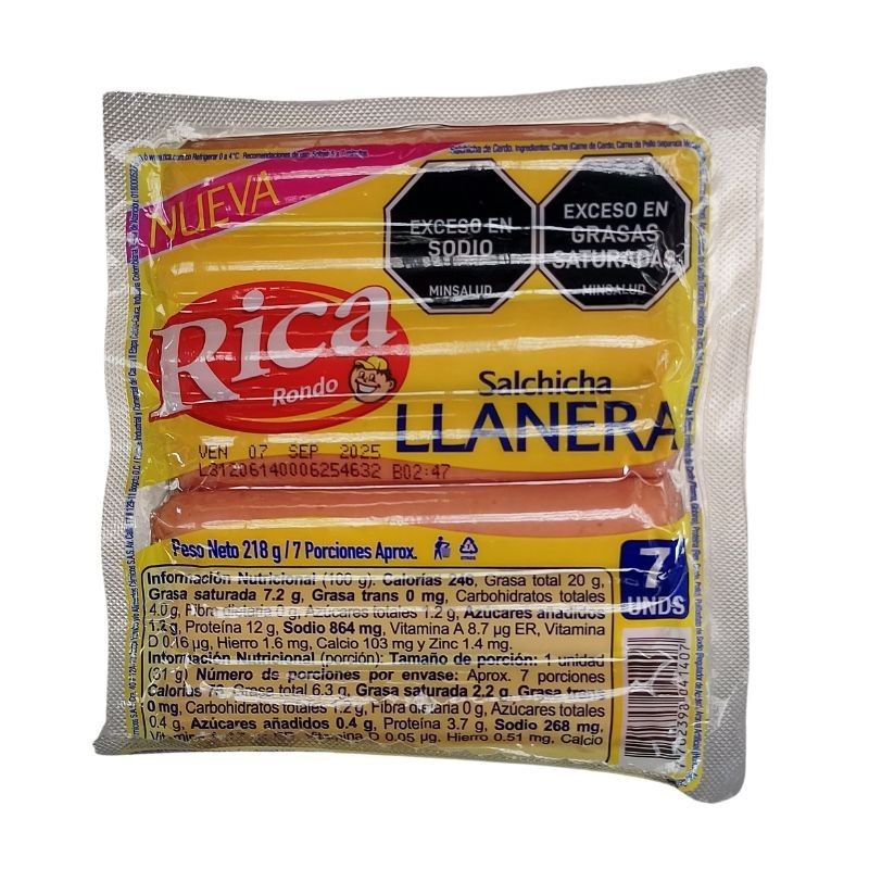 Salchicha Llanera X218gr X7 unidades