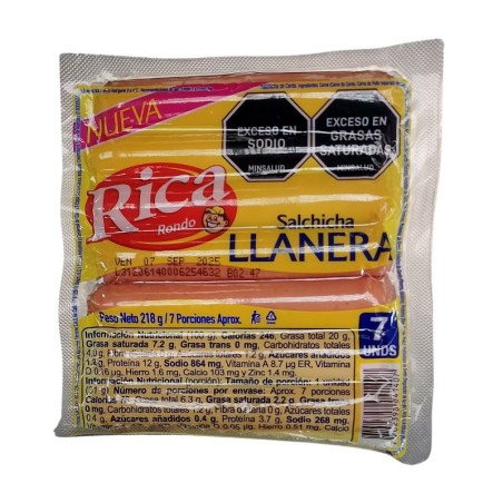 Salchicha Llanera X218gr X7 unidades