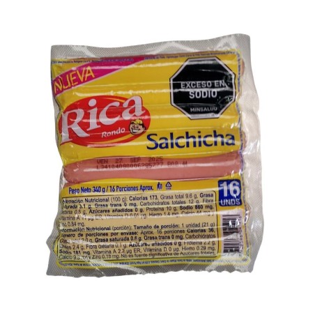 Salchicha Rica X16 unidades X340gr