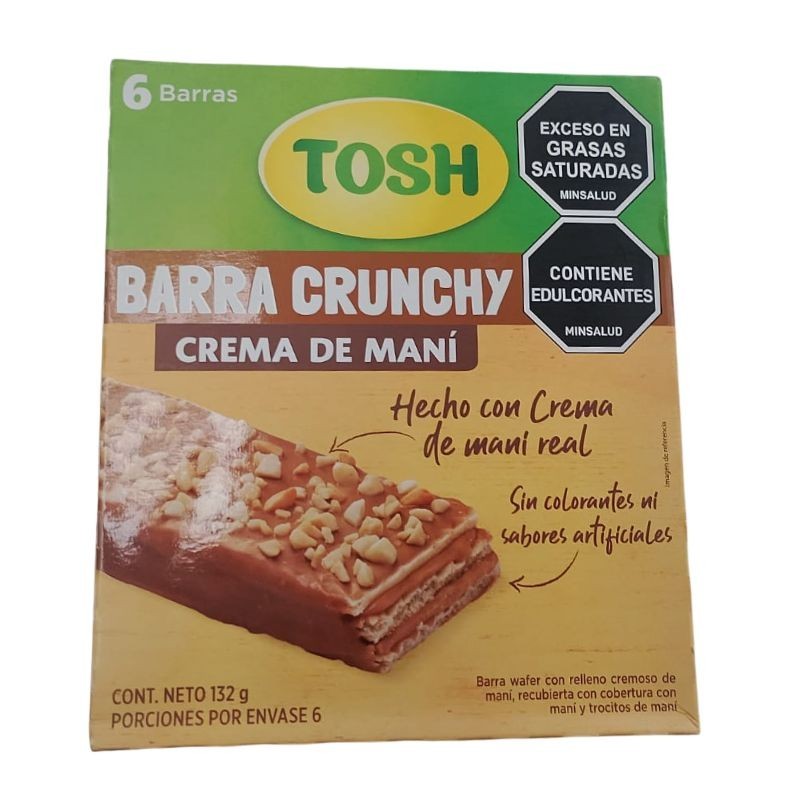Barra Crunchy Crema de Mani Tosh  X132gr X6 Barras