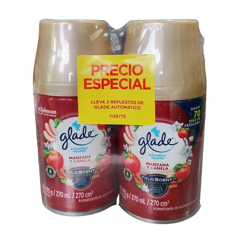 Ambientador Glade Manzana y Canela X270ml X2 unidades