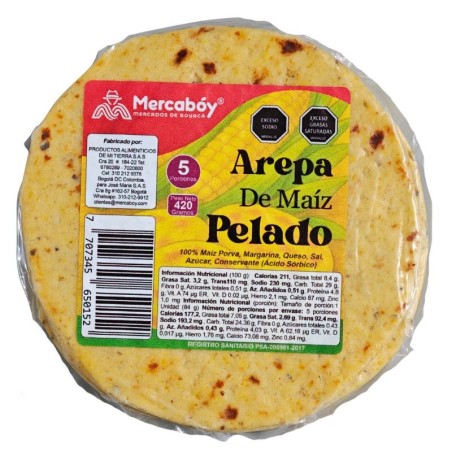 Arepa de Maíz Pelado Mercaboy X5 Porciones X420Gr
