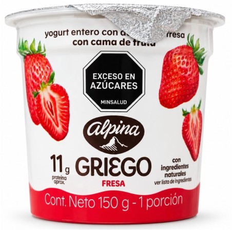 Yogurt Griego Alpina Doble Proteína X4 Sabor Fresa Und X150gr