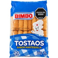 Tostada Bimbo Sabor Mantequilla 300Gr X20 Unidades