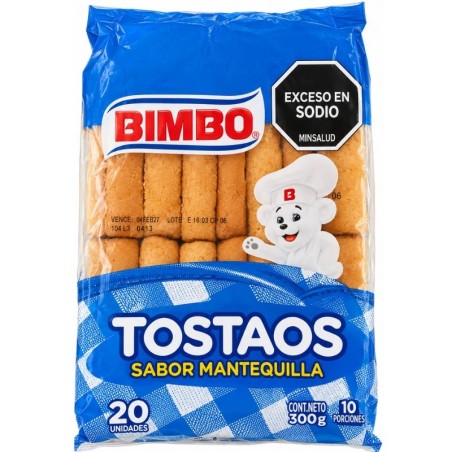 Tostada Bimbo Sabor Mantequilla 300Gr X20 Unidades