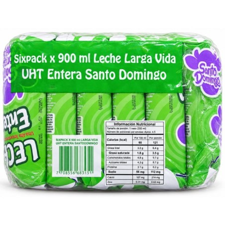 Leche Entera Santo Domingo 900ml X6 Unidades