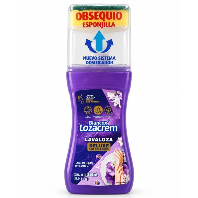 Lava Plato Liquido Loza Crem Deluxe con Esponjilla X850ml