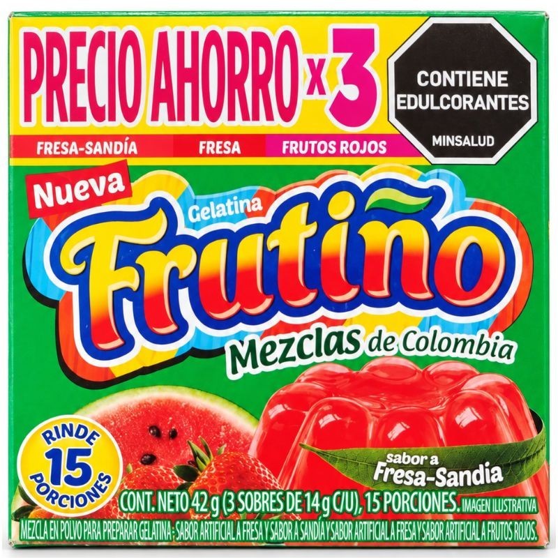 Gelatina Frutiño 120Gr Mezcla Colombiana X3 Unidades Surtida