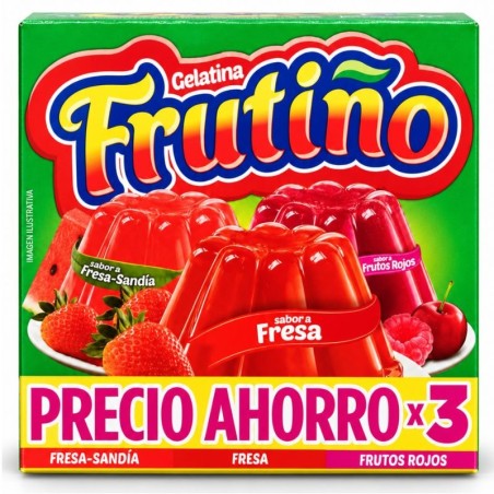 Gelatina Frutiño 120Gr Fresa X3 Unidades Surtida