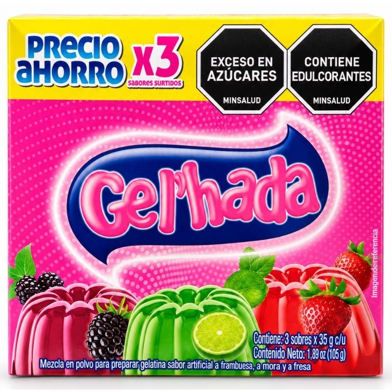 Gelatina Gelhada Limón-Mora X3 Unidades