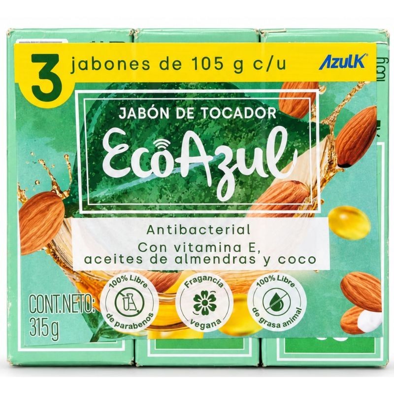 Jabón en Barra EcoAzul Antibacterial X3 Unidades