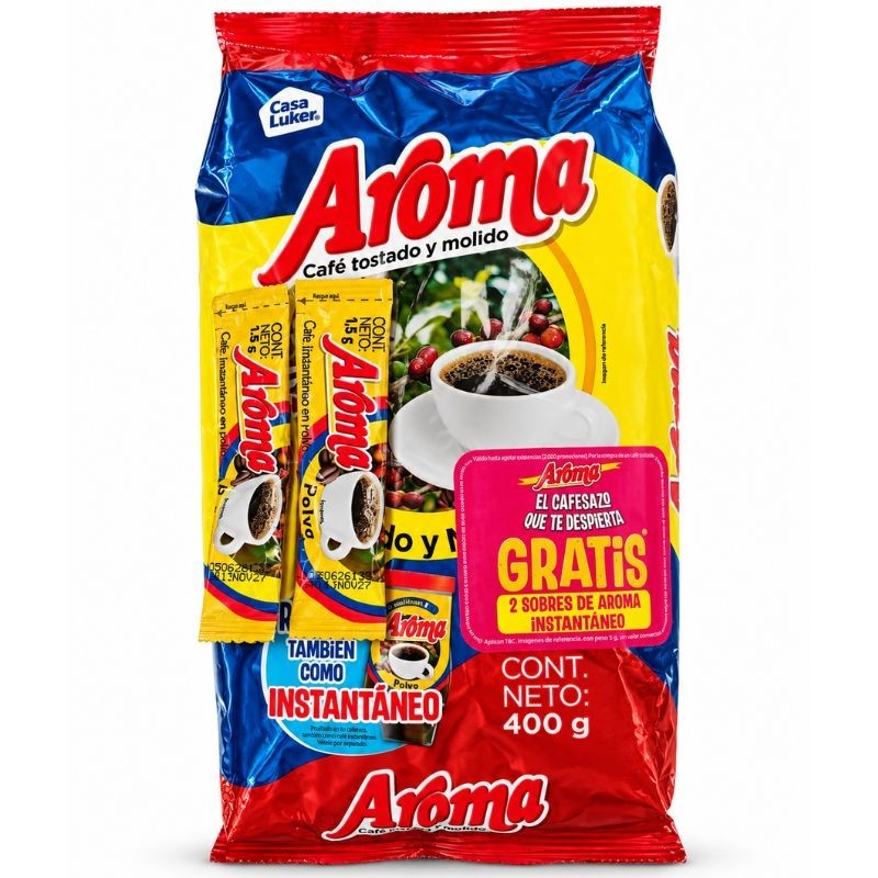 Café Aroma X400Gr + 2 Sobres de Café Aroma Instantáneo Gratis