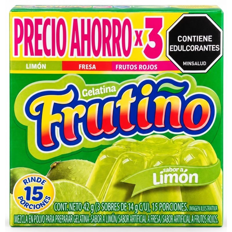 Gelatina Frutiño 120Gr Limón X3 Unidades Surtida