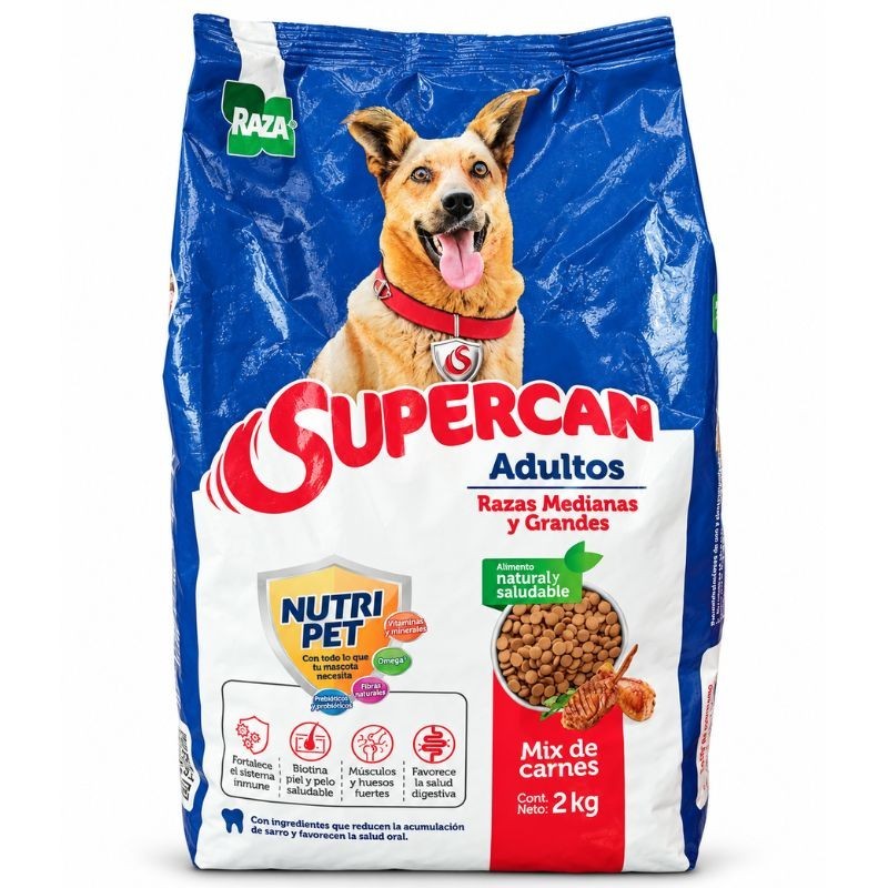 SuperCan Adulto Razas Medianas y Grandes X2Kg Sabor Carne
