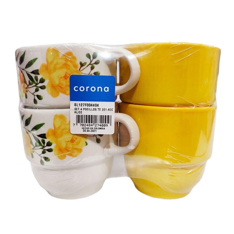 Set Pocillos Té Corona Alice 4 Unidades