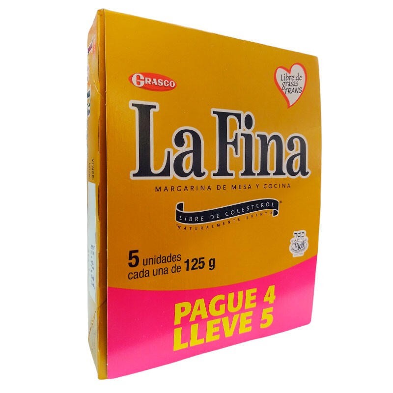 Margarina La Fina Pague 4 Lleve 5 Und 125gr c/u