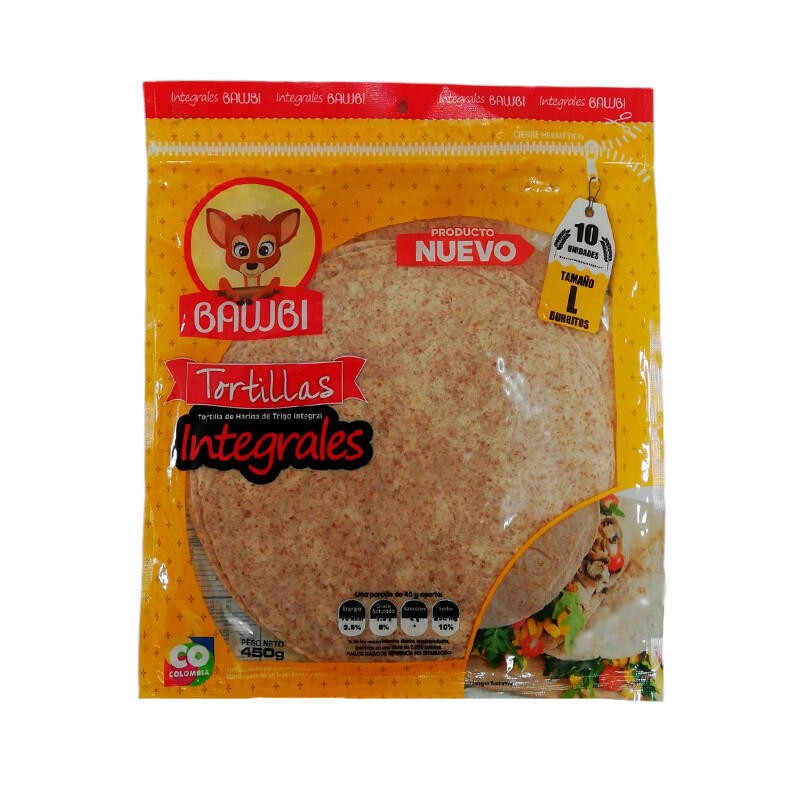 Tortillas Integrales Bawbi Tamaño L 10unds 450gr