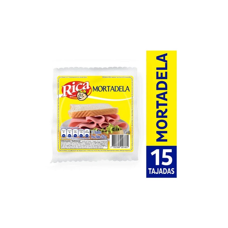 Mortadela Rica 15 Tajadas 250gr
