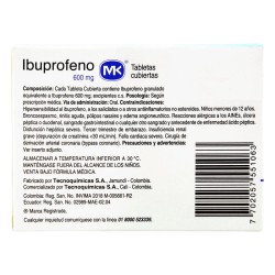 Ibuprofeno Mk Fracción 10 Tabletas 600mg