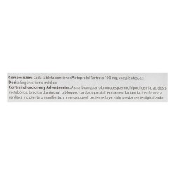Betoprolol 30 Tabletas 100mg